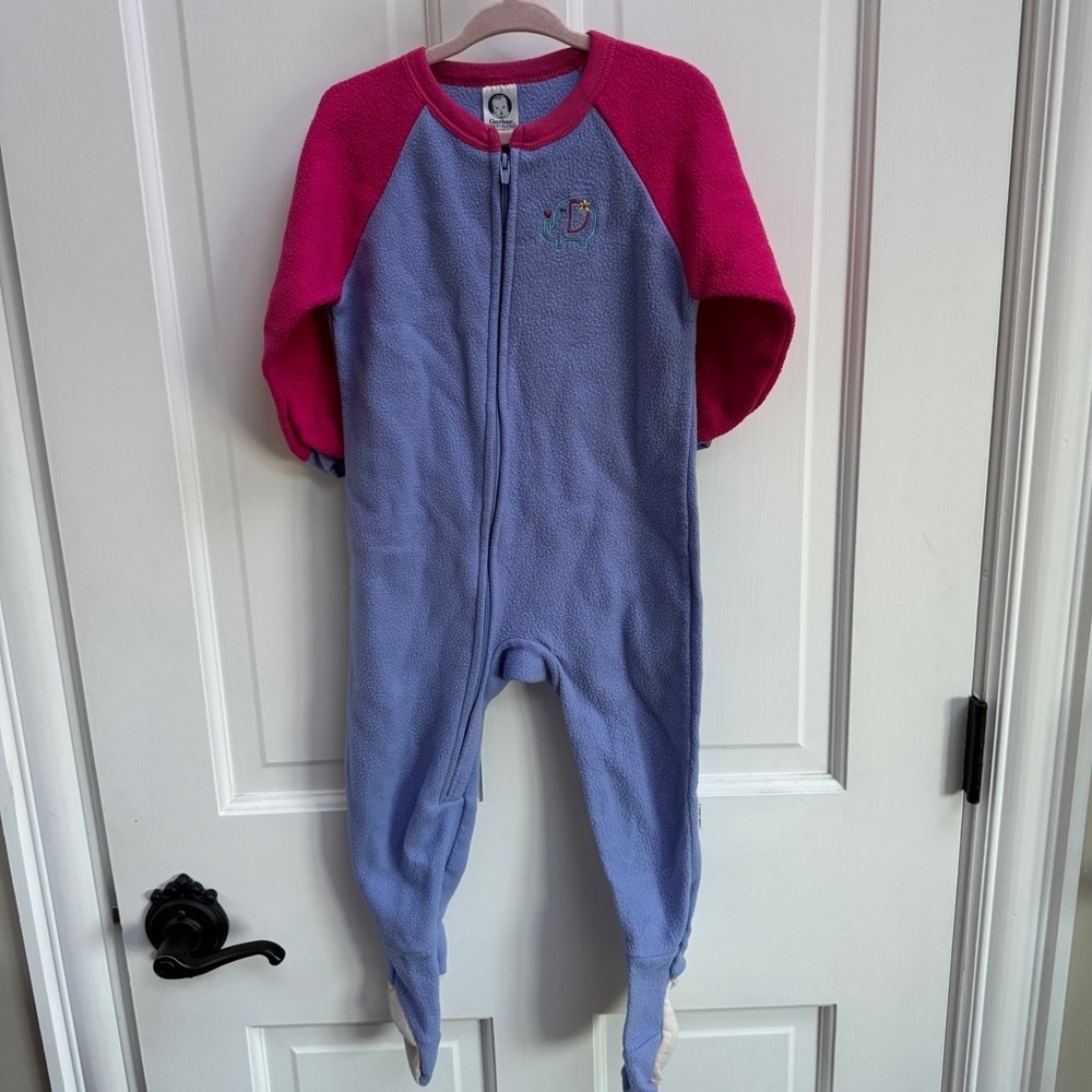 Gerber 3T Purple & Pink Zip Up Footie Pajamas